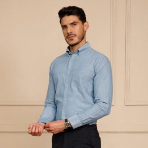The Frostline Chambray Oxford Shirt — Ice Blue