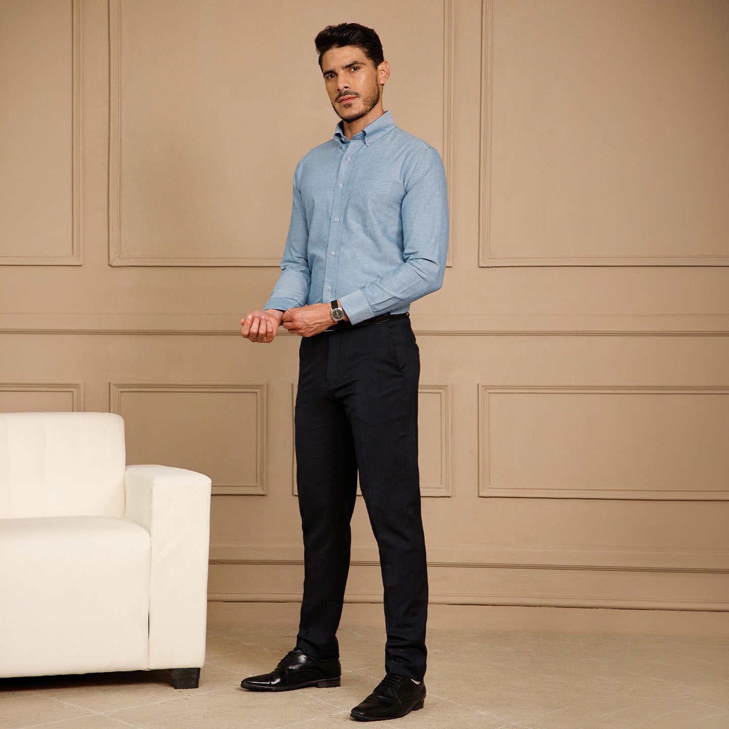 The Frostline Chambray Oxford Shirt — Ice Blue - Image 2