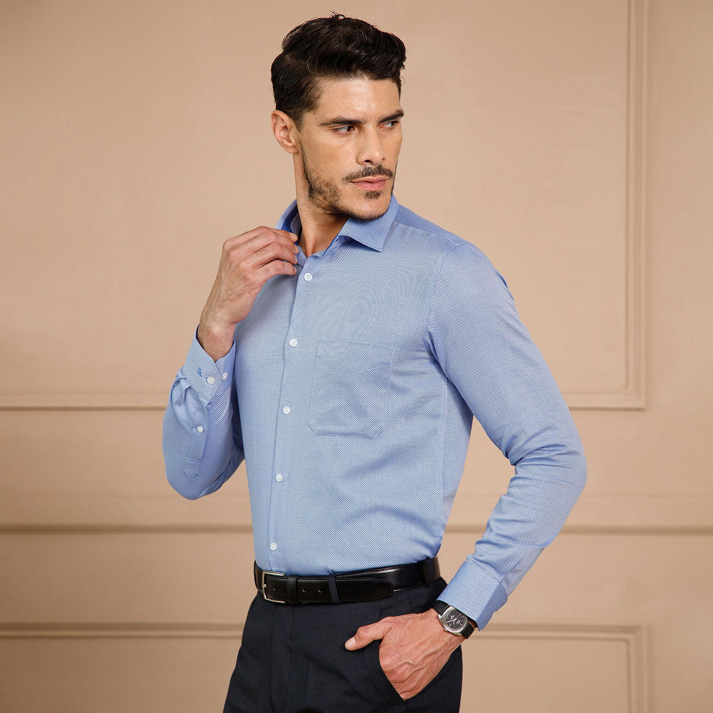 The Glacier Houndstooth Shirt — Arctic Blue