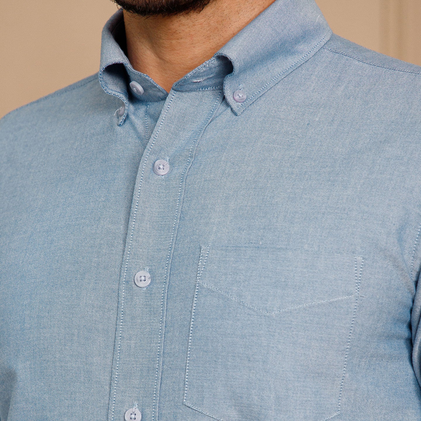 The Frostline Chambray Oxford Shirt — Ice Blue - Image 4
