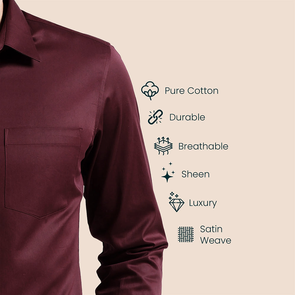 The Regent Giza Cotton Shirt — Wineberry - Image 2