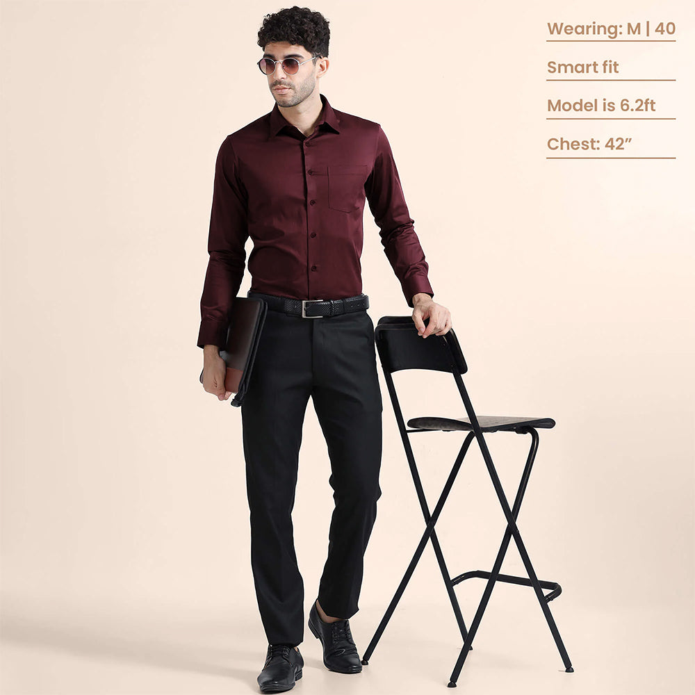 The Regent Giza Cotton Shirt — Wineberry - Image 4