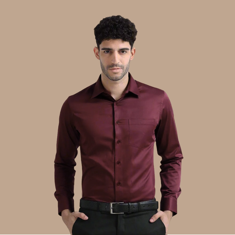 The Regent Giza Cotton Shirt — Wineberry - Image 6