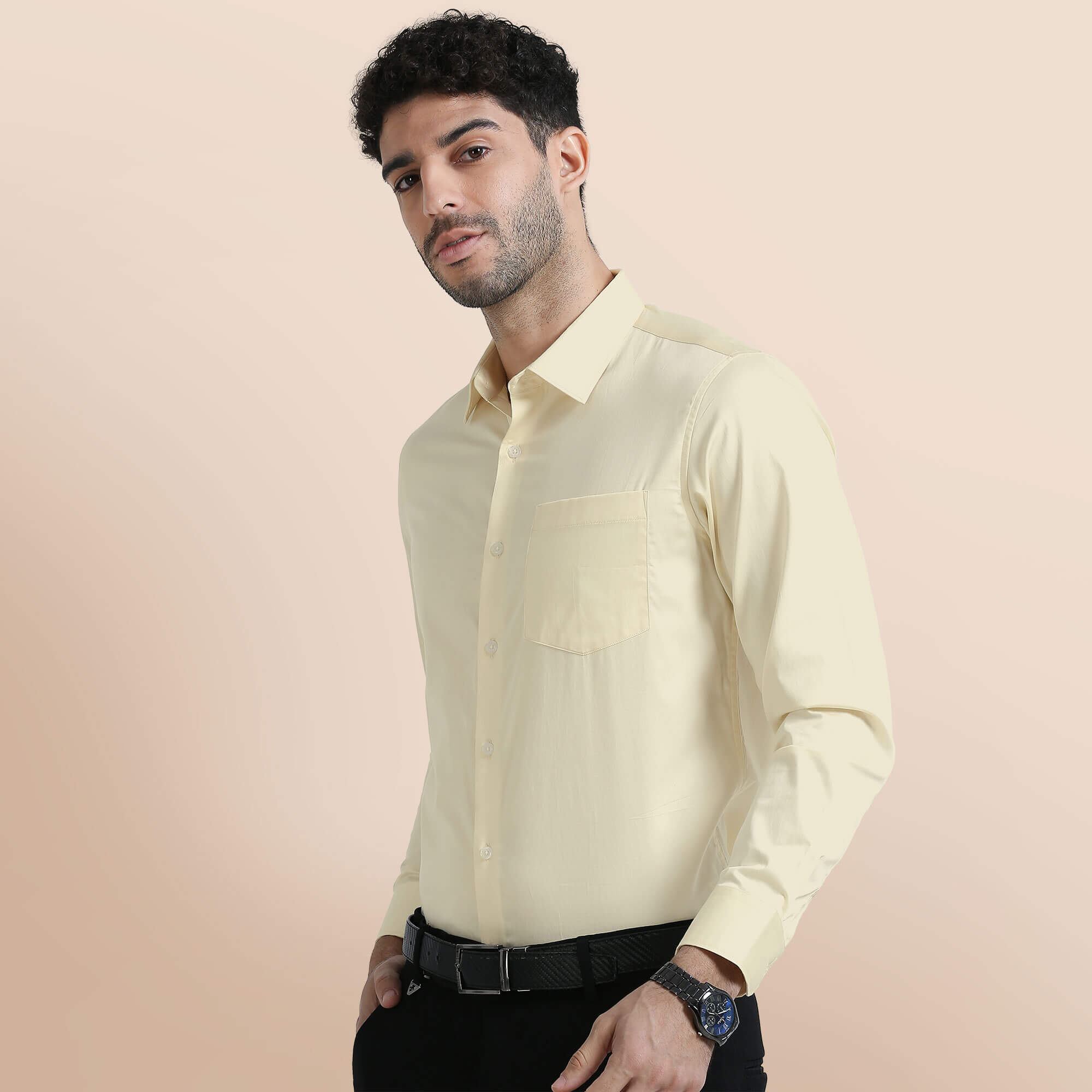 The Solstice Giza Cotton Shirt — Lemon Frost