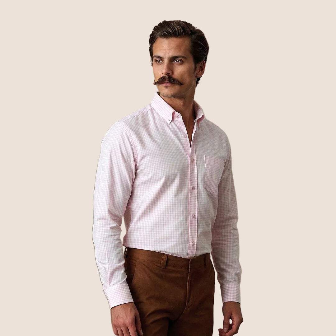 The Blossom Plaid 2-Ply Cotton Check Shirt — Blush Pink - Image 3