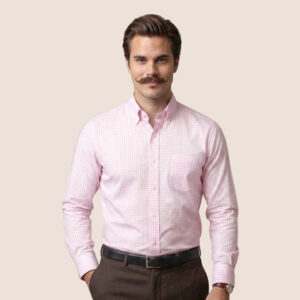 The Blossom Plaid 2-Ply Cotton Check Shirt — Blush Pink