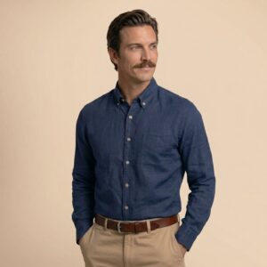 French Navy Breeze Linen Full-Sleeve Shirt