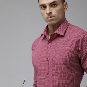 Pure Cotton Slim Fit Micro Checked Formal Shirt