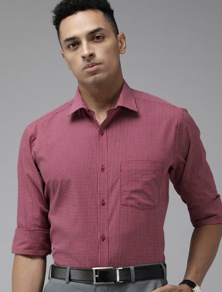 Pure Cotton Slim Fit Micro Checked Formal Shirt - Image 4
