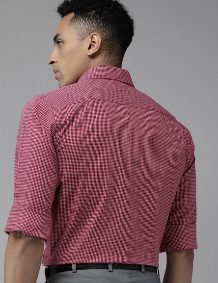 Pure Cotton Slim Fit Micro Checked Formal Shirt - Image 3