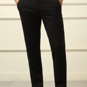 Men Black Solid Trousers