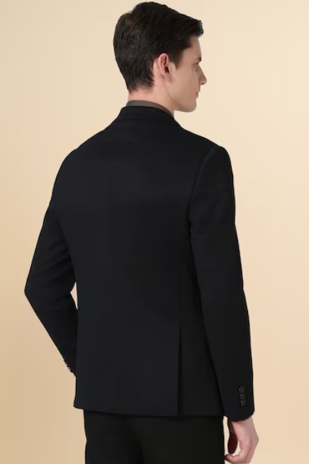Men Black Textured Formal Blazer - Image 3