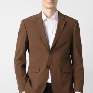 Men Brown Solid Formal Blazer