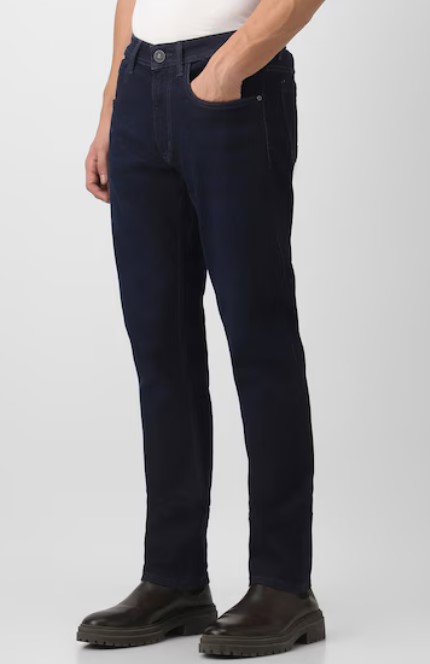 Men Navy Light Wash Jeans - Image 3